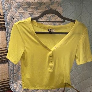 Neon green button crop top